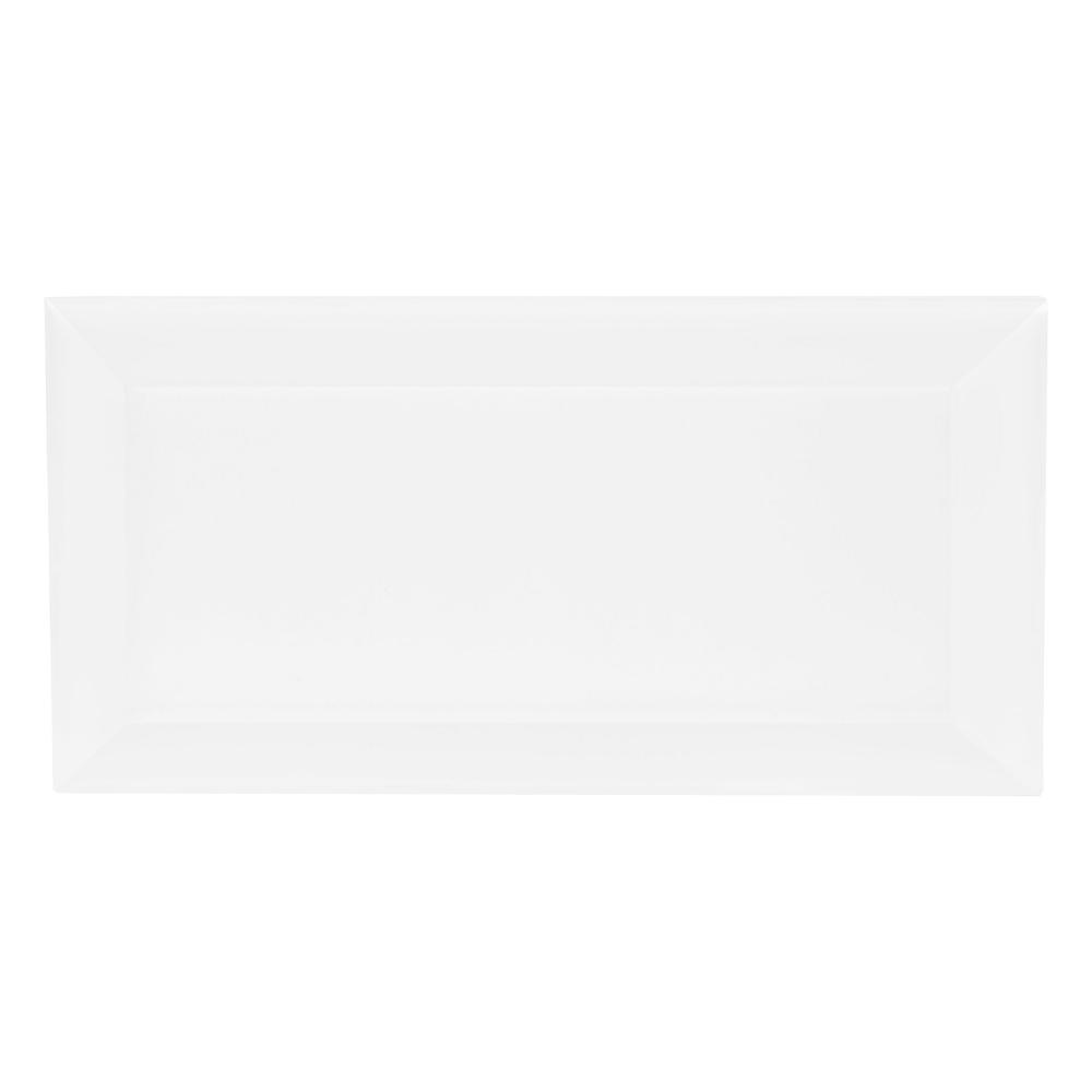 MS International Domino Glossy White 3 x 6 Inverted Beveled Ceramic Wall Tile