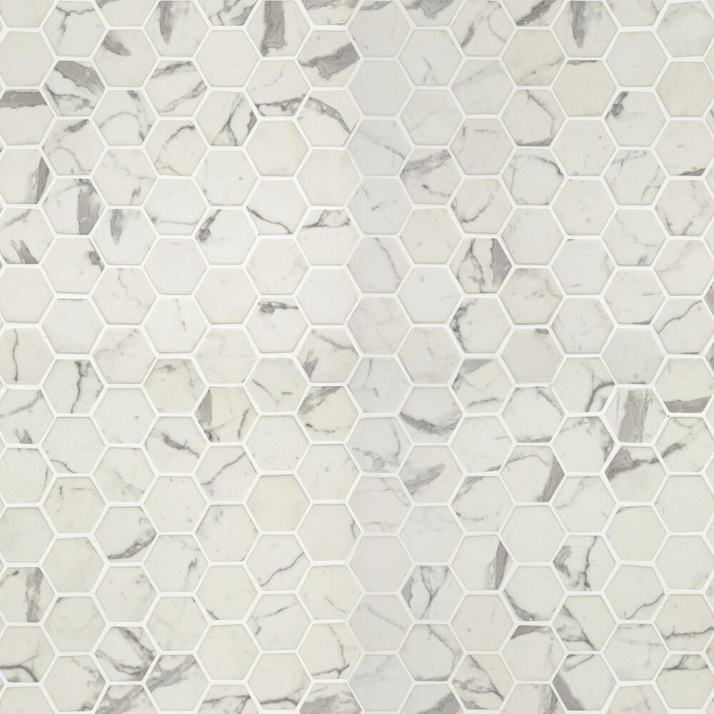 MS International Statuario Celano 12 x 12 Hexagon Glass Mosaic Tile