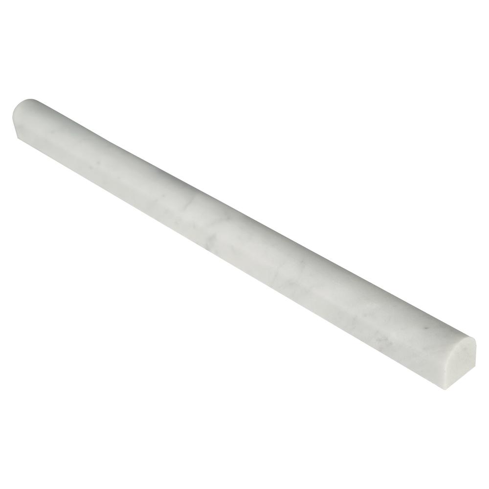 MS International Bianco Carrara 3/4 x 12 Marble Pencil Liner MS International Bianco Carrara 3/4 x 12 Marble Pencil Liner