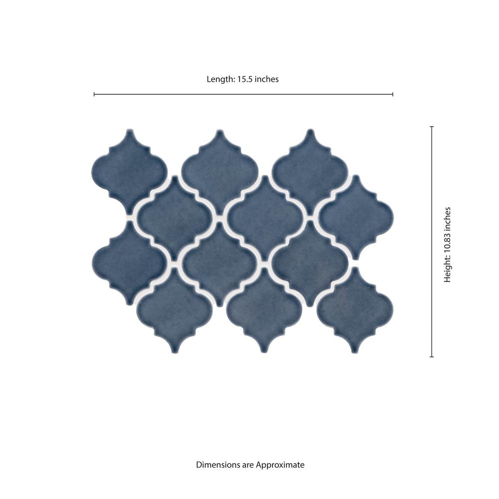 MS International Bay Blue 11 x 16 Arabesque Ceramic Mosaic Tile at