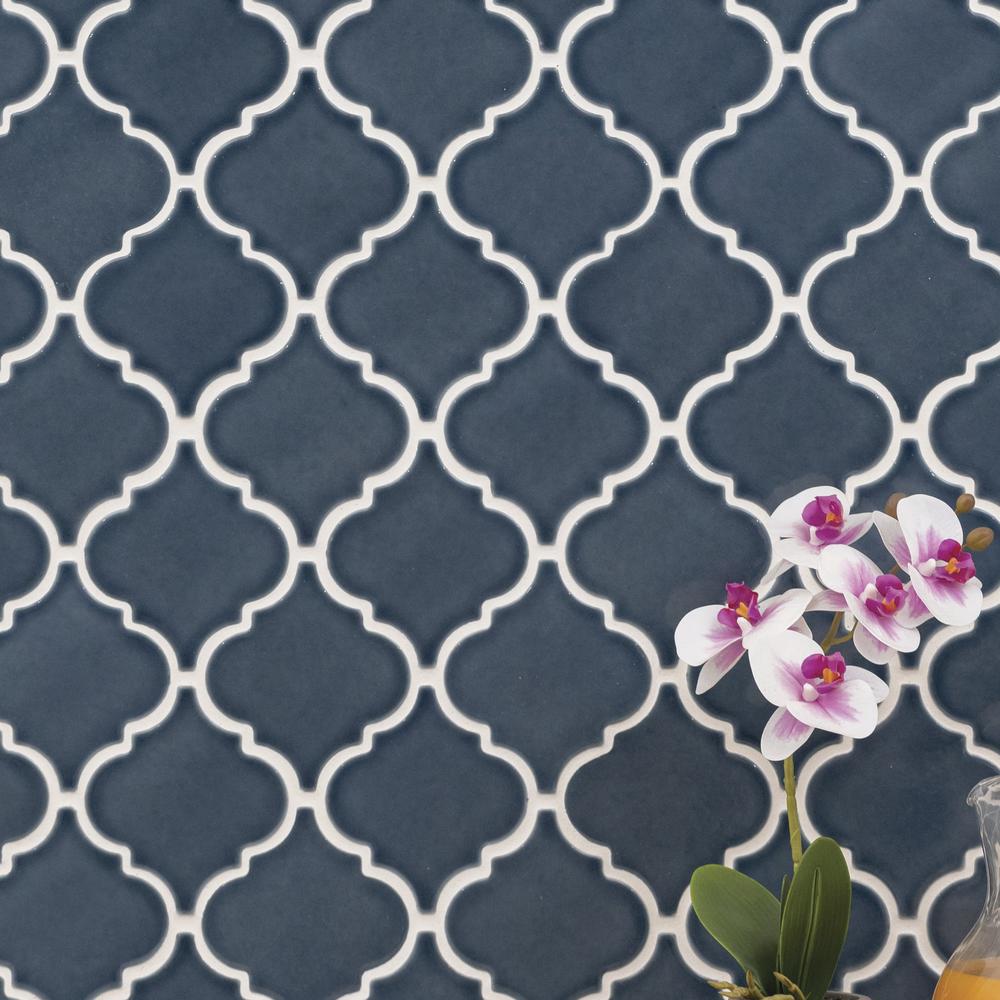 unoa 【Arabesque  blue】Sleeve design unoa 【Arabesque blue】Sleeve design Ceramic Mosaic Arabesque Tile