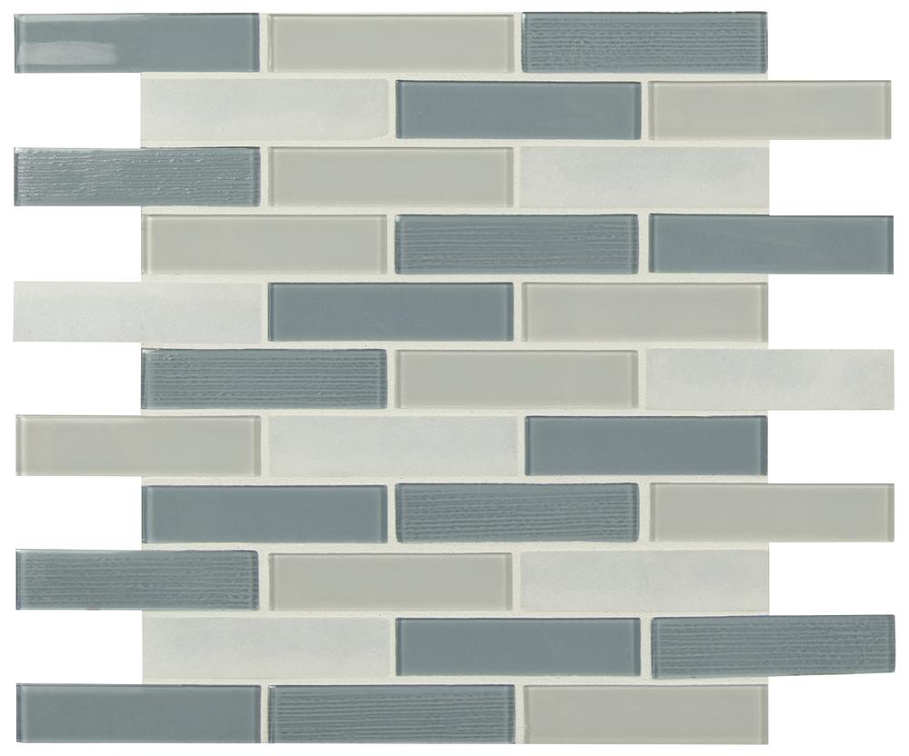 Mohawk® Eleganza Stone & Brown Chevron 12 x 15 Stone and Glass Mosaic Tile