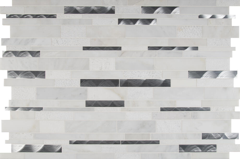 MS International Moderno Blanco 12 x 18 Stone and Metal Mosaic Tile