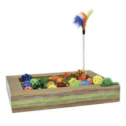 Multipet® Rainbow Step-in Cat Scratcher with Toys & Catnip Cat Toy