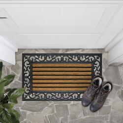 Corrigan Studio® Butters Flocked Natural Rubber & Coir Doormat, 30x48,  Picture Frame Monogrammed Door Mat For Front Door & Reviews