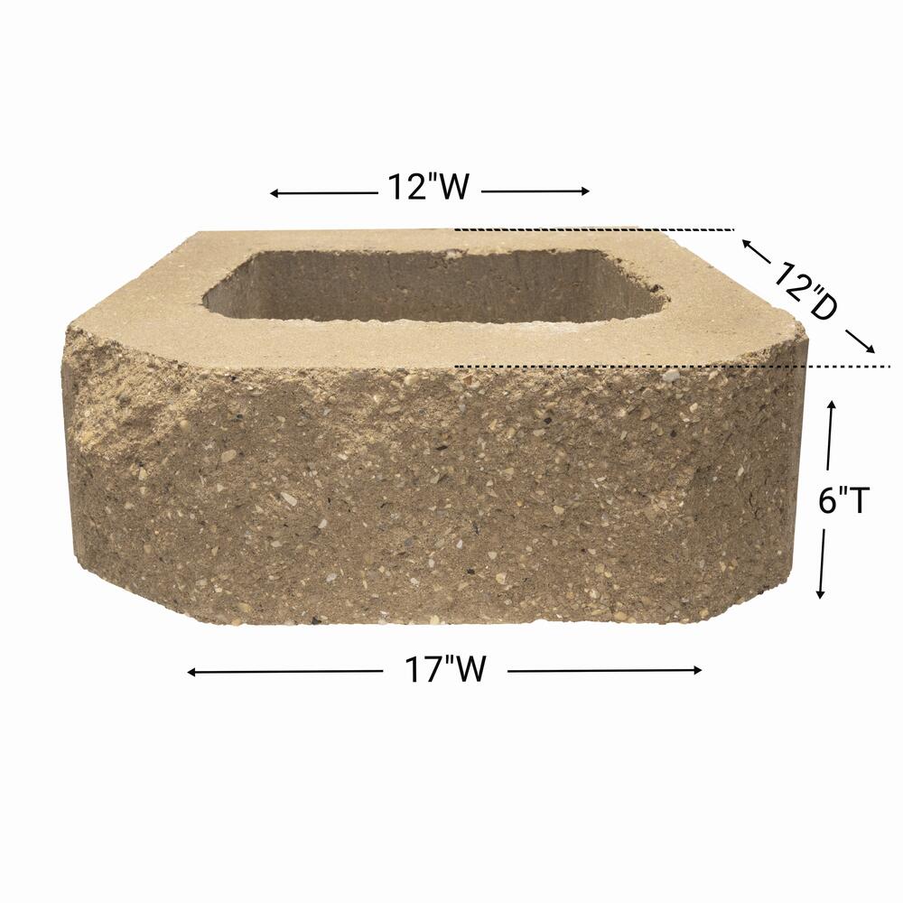 6 x 17 Tan Denver Beveled Retaining Wall Block
