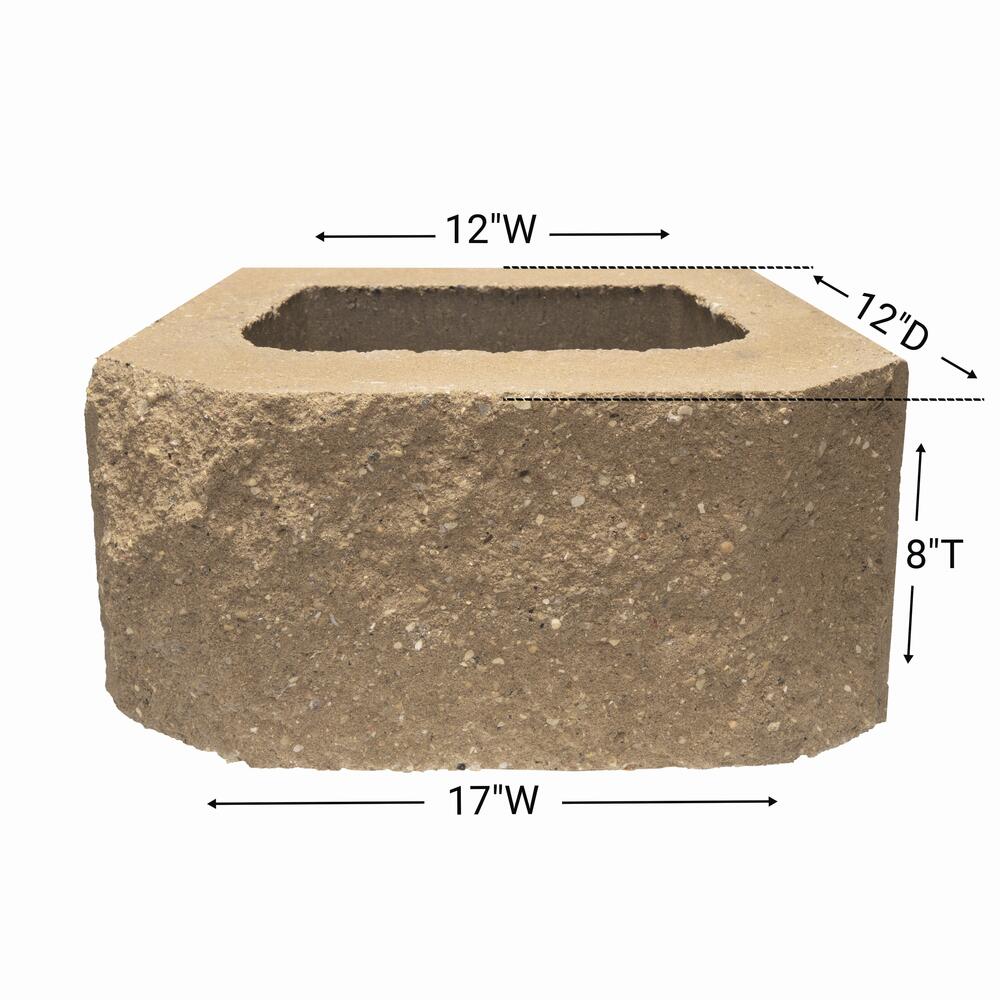 8 x 17 Tan Clifton Beveled Retaining Wall Block