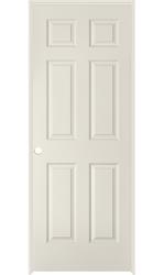 Mastercraft® 28"W x 80"H Primed Woodgrain 6-Panel Prehung Interior Door - Right Inswing