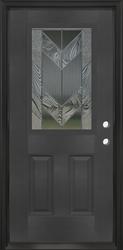 Mastercraft® Demure 32"W x 80"H Classic Black Fiberglass Half Lite Composite Frame Prehung Exterior Door - Left Inswing
