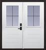Mastercraft® Arcadian 72"W x 80"H Primed Steel Internal Grille Half Lite Composite Frame Prehung Exterior Double Door with 4 Point Locking System - Left Inswing