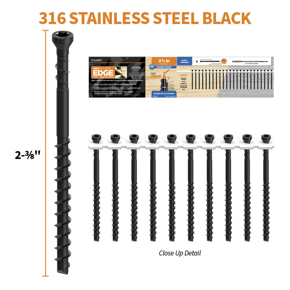 CAMO 2-⅜ in. 316 Stainless Steel Trimhead Hidden Edge Deck Screw (100-Count)