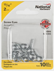 National Hardware N118-927 Medium Eye Screw Eyes 1-1/8 inch #112 Zinc Plated Steel 10 Pack