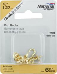 1/2- Inch Brass Cup Hook (6-Pack)