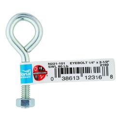 National Hardware N221-630 Eye Bolt, 5/16-18 Thread, 3 In L Thread, 3/4 In ID Dia Eye, 3.72 In L Shank, Stainless Steel