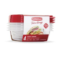 Rubbermaid Takealongs Large Plastic Containers 1.1 Gallon 4 ct NEW