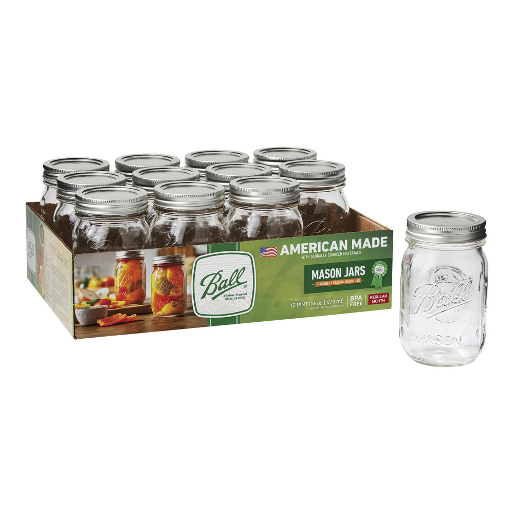 Ball® Regular Mouth Pint Mason Jars - 12 Pack