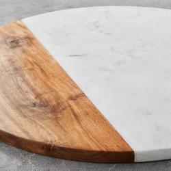 C7AD Acacia Wood Marble Cutting Board Marble Cheese Board Stone