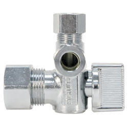 thumbnail image 2 of EFIELD 5/8" OD X 3/8" OD X 3/8" OD Dual Angle Stop Valve - Multi-Turn Brass 2 of 6