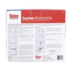 Oatey® Quadtro® Washing Machine Outlet Box - 1/2" Sweat 1/4 Turn Valves ...