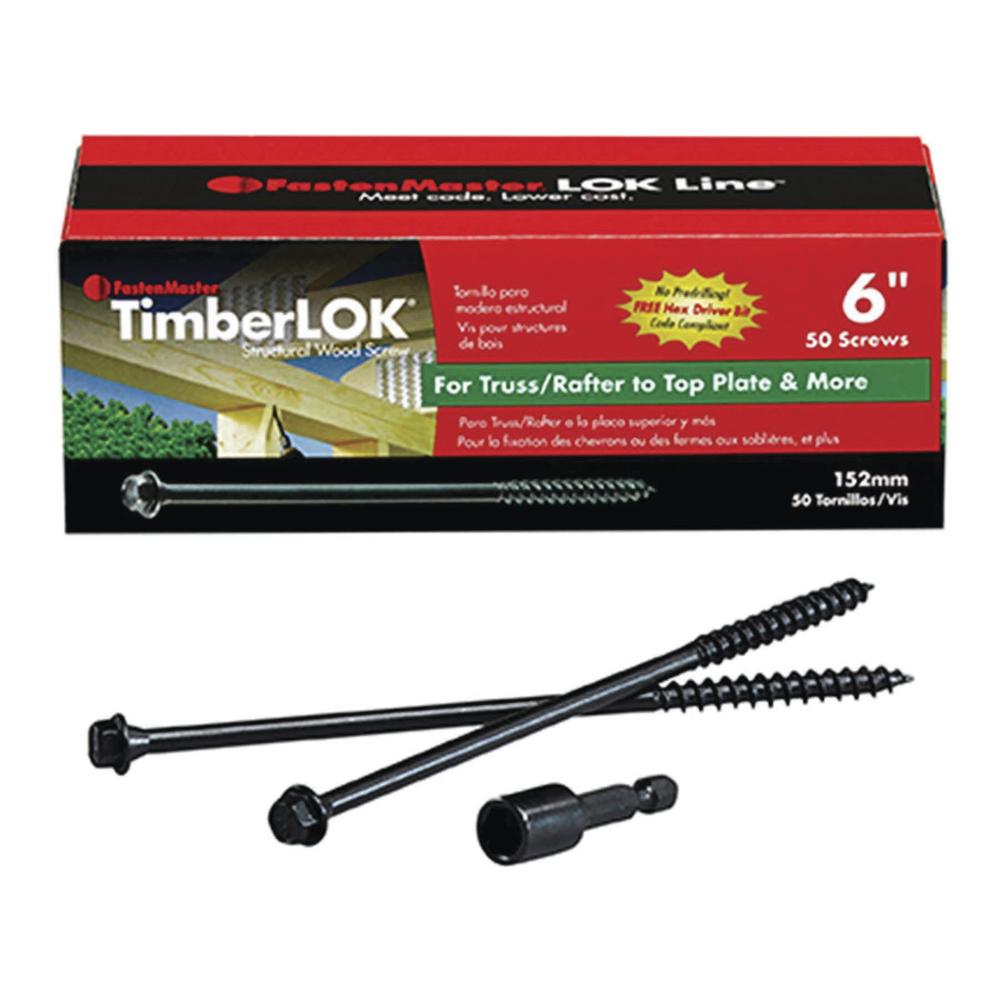 TimberLOK 3/16 in. 2-1/2 in. External Hex Drive, Hex Head Heavy Duty Wood Screw (50-Pack)