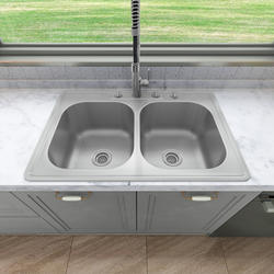 Sinber 33 Drop in Double Bowl Kitchen Sink with 304 Stainless Steel  HT3322D-S-9