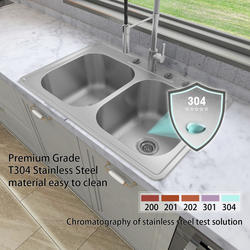 Sinber 33 Drop in Double Bowl Kitchen Sink with 304 Stainless Steel  HT3322D-S-9