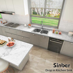 Sinber 33 Drop in Double Bowl Kitchen Sink with 304 Stainless
