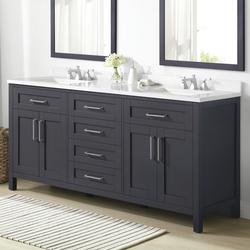 OVE Decors Tahoe 72"W x 21"D Dark Charcoal Vanity and White Engineered ...