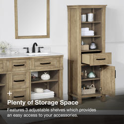 Oak Linen Cabinet - Atlanta 39'' Bathroom Storage - VanitySale