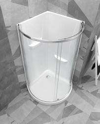 Glacier Bay Shower Stall Kit 34 in. x 76.40 in. Corner Drain Satin Nickel White GBSH133