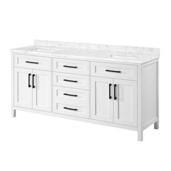 OVE Decors Michigan 72"W x 21"D White Vanity and Cloudy Sky Engineered ...