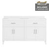 OVE Decors Denver 60"W x 22"D White Vanity and White Engineered Marble Vanity Top with Rectangular Undermount Bowls