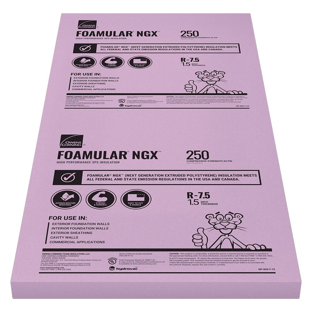 Owens Corning® FOAMULAR® 250 (25 psi) R-7.5 Extruded Polystyrene Foam Board Insulation 1-1/2 Owens Corning® FOAMULAR® 250 (25 psi) R-7.5 Extruded Polystyrene Foam Board Insulation 1-1/2