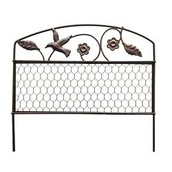 Enchanted Garden™ 1'4"H x 1'6"W Bird & Leaf Steel Garden Border Fence ...