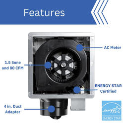 Panasonic® Whisper Vanity™ 80 CFM Universal Exhaust Bath Fan at Menards®