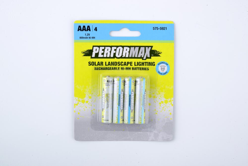 Performax AAA Solar Rechargeable Batteries - 4 Pack