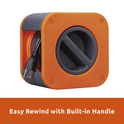 Link2Home 25' 16/3 4-Outlet Orange Reel Cord with Dual USB Ports