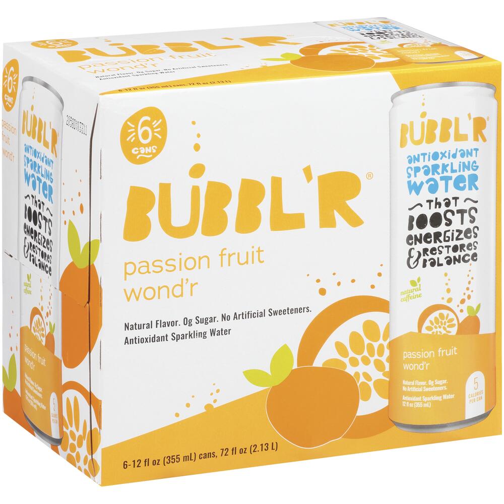 BUBBL'R® Passion Fruit Wond'r Antioxidant Sparkling Water - 6 Pack