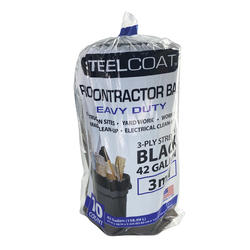 SteelCoat Pro Contractor Flap Tie Trash Bags, 42-Gallon, 22-ct, 2 mil, Black
