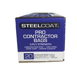 SteelCoat FG-P9934-51 Pro Contractor Bag, 42 gal, Clear