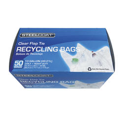 Steelcoat® 45 Gallon Flap Tie Recycling Trash Bags - 30 count at