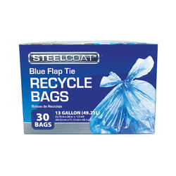 Steelcoat® 13 Gallon Flap Tie Recycling Trash Bags - 30 count at