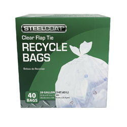 SteelCoat XL Extra Tough Pro Contractor Flap Tie Trash Bags, 55-Gallon, 2 Pack of 15-ct, 3 mil, Black