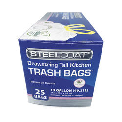 Steelcoat® 13 Gallon Flex Drawstring Trash Bags - 25 count at Menards®