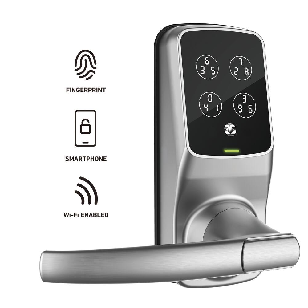 Lockly® Satin Nickel Secure Pro Biometric Smart Wi-Fi Electronic Door Lever