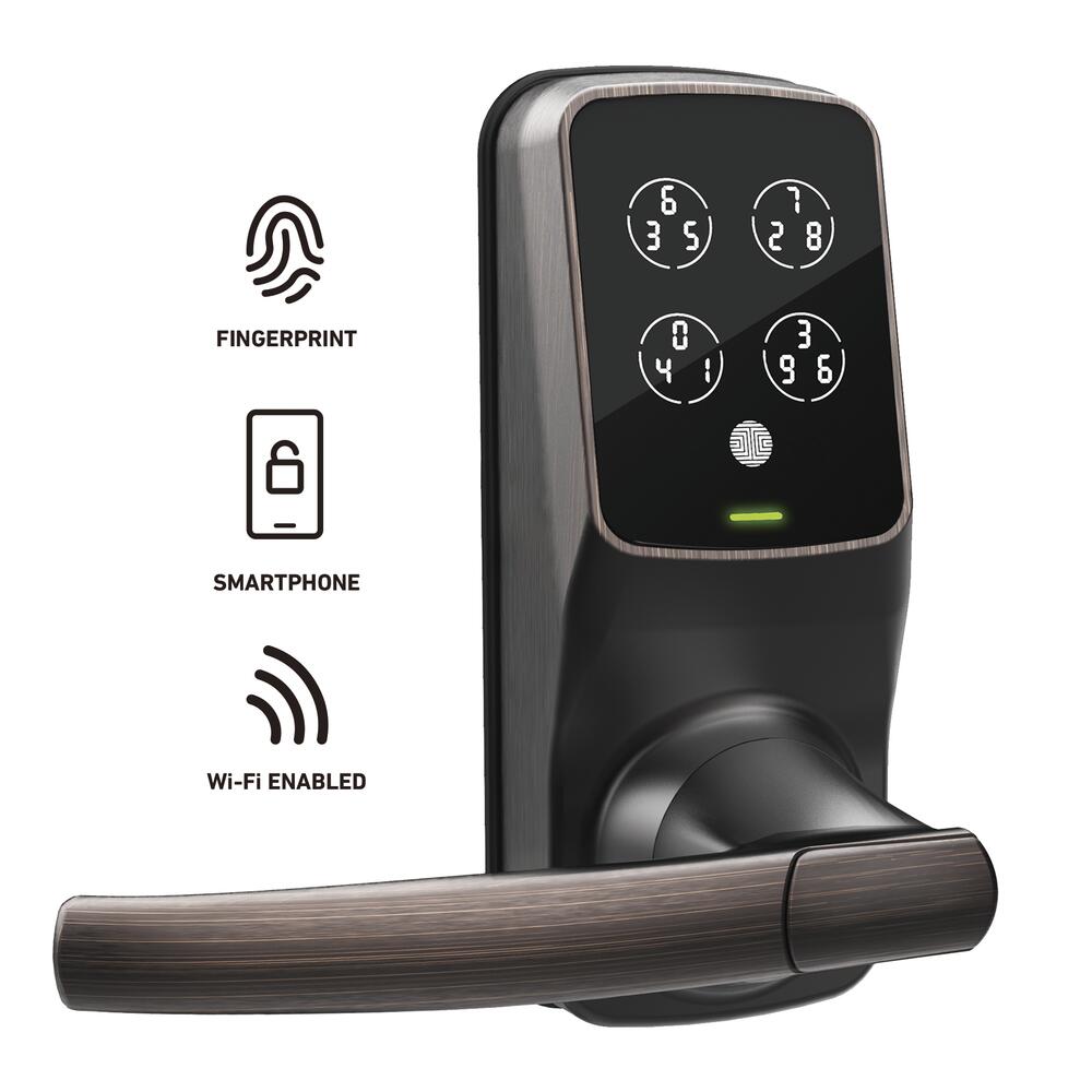 Lockly® Venetian Bronze Secure Pro Biometric Smart Wi-Fi Electronic Door Lever