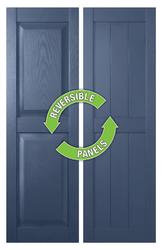 Shutters by Design 14-1/2"W x 39"H Classic Blue Vinyl Reversible Raised/Rustic Panel Exterior Shutters - 1-Pair