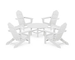 POLYWOOD® Great Lakes White 5-Piece Adirondack Seating Patio Set at ...