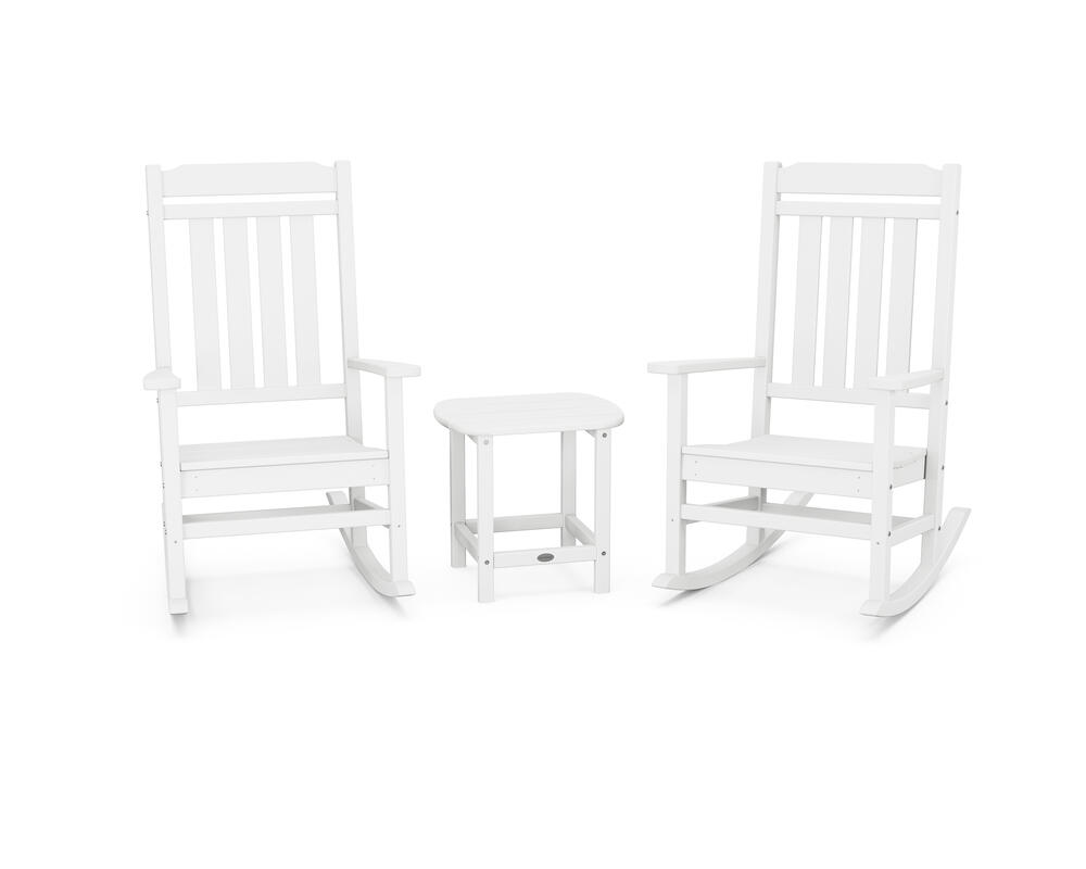 POLYWOOD® Great Lakes White 3-Piece Rocking Chair Seating Patio