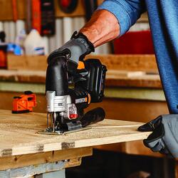 WORKSITE Cordless Jig Saw, 20V Lithium Ion Jigsaw with LED Light, 4 Orbital  Settings and 3000 SPM Variable Speeds, 10Pcs T-shaped Cutting Blades,  Battery & Charger Included 